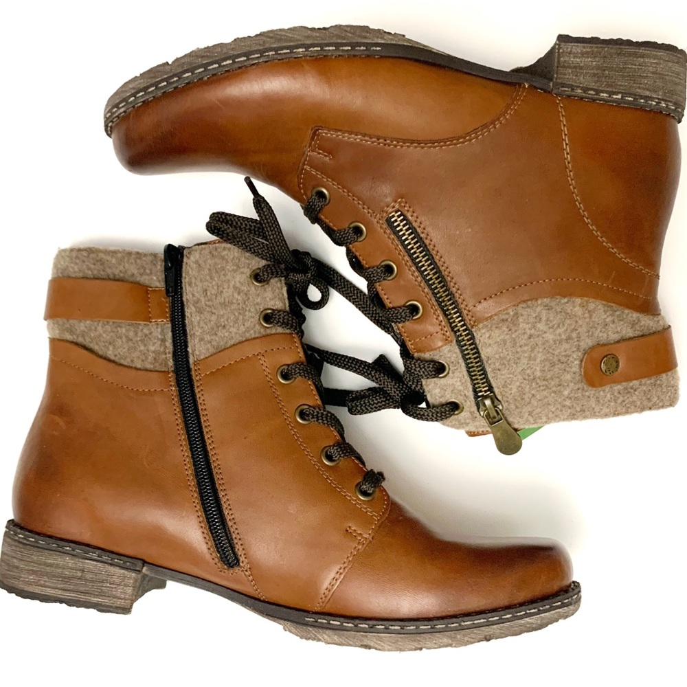 NWT! REMONTE Brown Chandra Lace-Up / Zip Boots